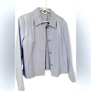 Like NEW Lord & Taylor leather jacket, soft leather, size XL, icy blue!